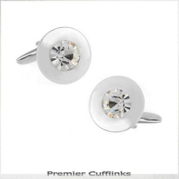 CLASSIC SILVER WITH CRYSTAL INSET CUFFLINKS