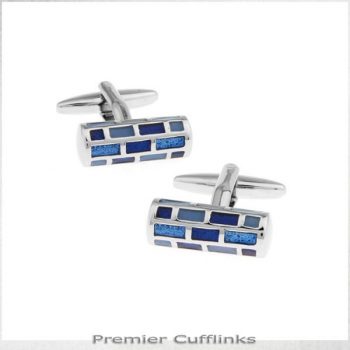 OCTAGONAL PRISM WITH BLUE INSETS CUFFLINKS