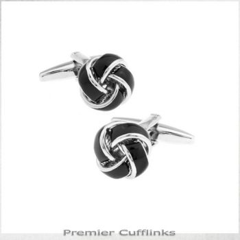 SILVER AND BLACK KNOT CUFFLINKS