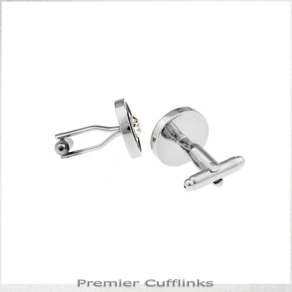 SILVER AND BLACK WITH GEM INSET CUFFLINKS