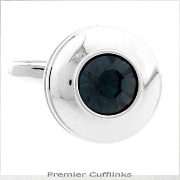 SILVER CIRCLE WITH BLACK INSET CUFFLINKS