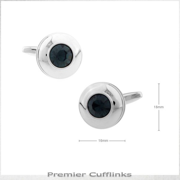 SILVER CIRCLE WITH BLACK INSET CUFFLINKS