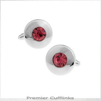 SILVER CIRCLE WITH PINK INSET CUFFLINKS