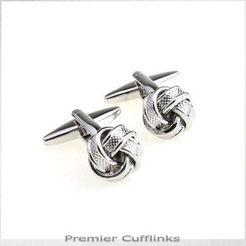 SILVER RIBBED KNOT CUFFLINKS