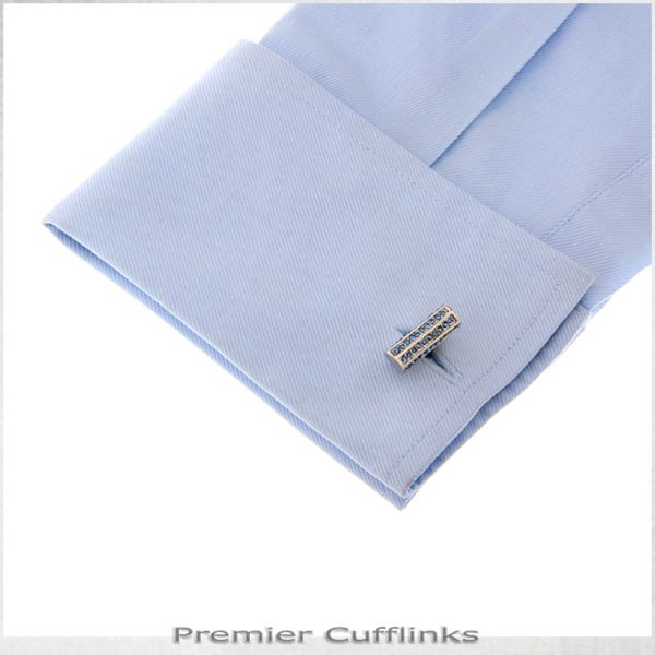 SILVER WITH BLUE STUDDED CRYSTALS CUFFLINKS