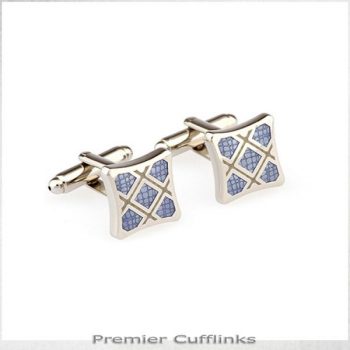 SILVER WITH LIGHT BLUE STONE TEXTURE CUFFLINKS