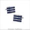 SILVER WITH NAVY HORIZONTAL LINES CUFFLINKS