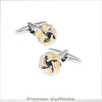 SILVER WITH RIBBED GOLD KNOT CUFFLINKS