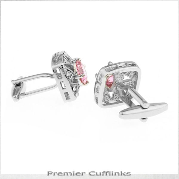 STAR BORDER WITH PINK INSET CUFFLINKS