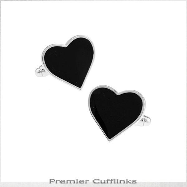 BLACK LOVE HEART CUFFLINKS