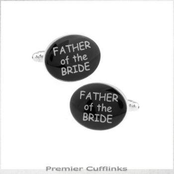BLACK OVAL FATHER OF THE BRIDE CUFFLINKS