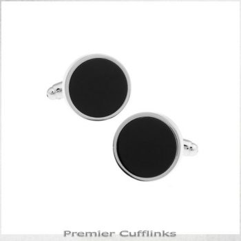 CLASSIC SILVER WITH BLACK INSET CUFFLINKS