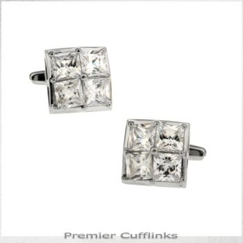 FOUR CRYSTAL SQUARES INSET CUFFLINKS