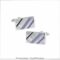 SILVER WITH BLACK AND PURPLE DIAGONAL STRIPES CUFFLINKS