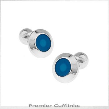 SILVER WITH TEAL INSET CUFFLINKS