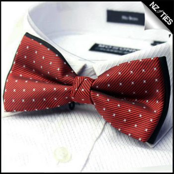 Mens Red With White Stars Bow Tie