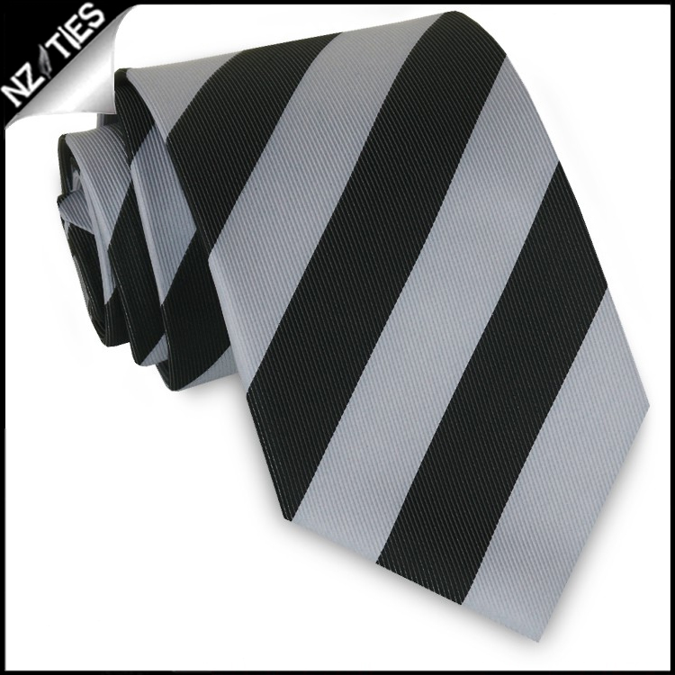 Silver & Black Stripes Boy's Sports Necktie