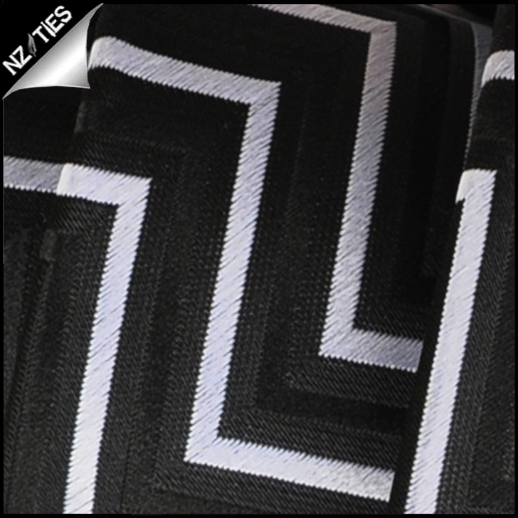 Black, White & Grey Zigzags Mens Necktie 2