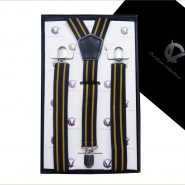 Black With Gold Stripes Men's Braces Suspenders