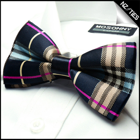 Black, Blue & Pink Tartan Bow Tie