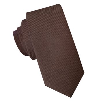 Dark Chocolate Brown Cotton Blend Skinny Tie