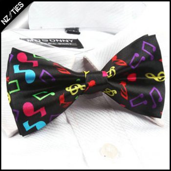 Music Notes Black Bow Tie