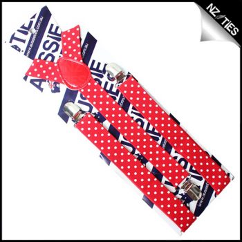 Red With White Polka Dots Braces Suspenders