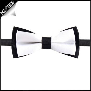 Boys White With Black Back Bow Tie
