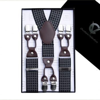 Black With White Diamonds Leather Attachment Braces