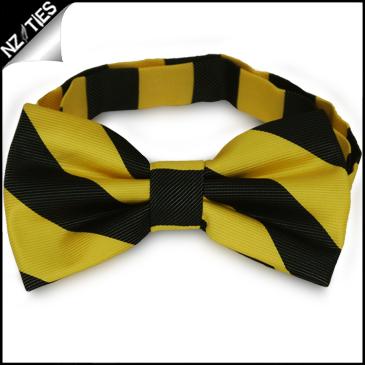 Yellow & Black Stripes Mens Bow Tie