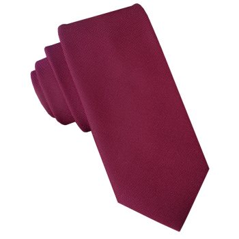 Burgundy Red Cotton Blend Skinny Tie