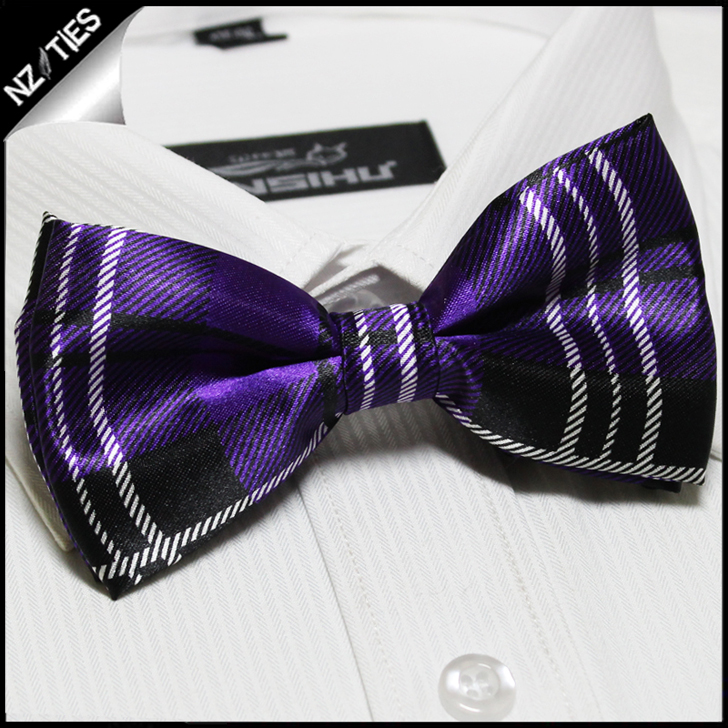 Purple Tartan Bow Tie