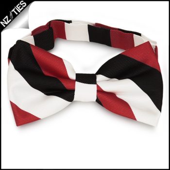 Red, Black & White Stripes Mens Bow Tie
