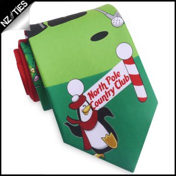 Red North Pole Golf Christmas Tie