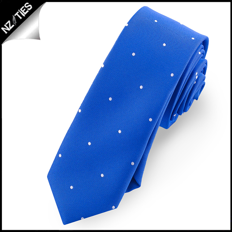 Royal Blue Pin Dot Mens Skinny Necktie