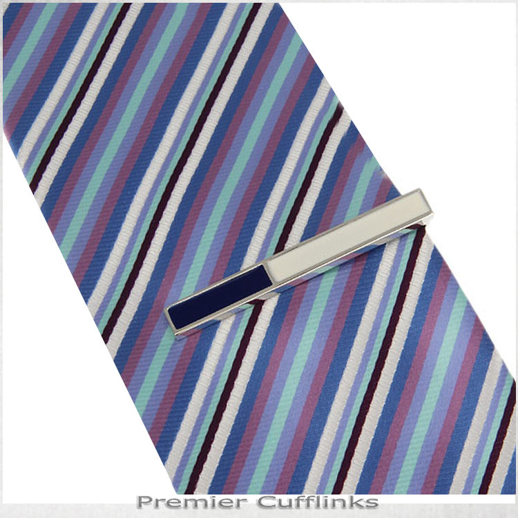 Dark Blue & Ivory Tie Clip 2