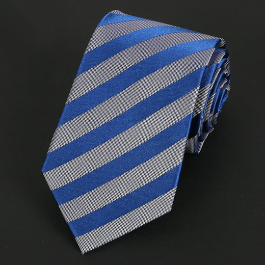 Silver & Blue Stripes Silk Tie