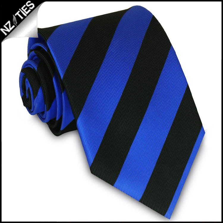 Blue & Black Stripes Mens Sports Necktie