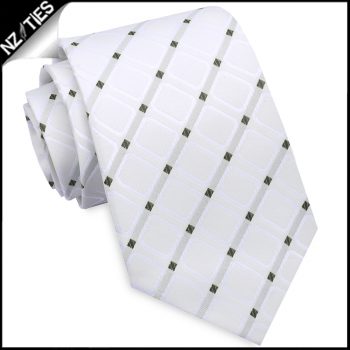 Ivory With White Squares Mens Necktie