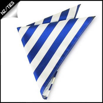 Royal Blue & White Striped Pocket Square Handkerchief