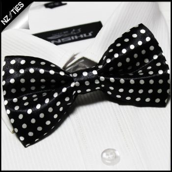 Black With Medium White Polkadots Bow Tie