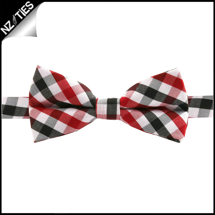 Boys Red, Black & White Check Bow Tie