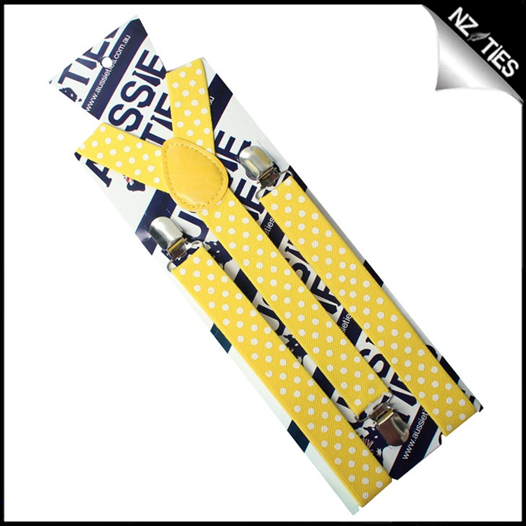 Yellow with White Polka Dots Braces Suspenders