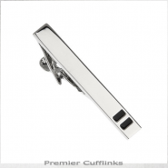 Silver With Double Black Inset Tie Clip