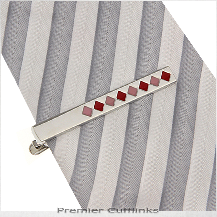 Silver with Red & Pink Diamonds Tie Clip