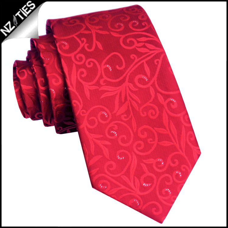 Scarlet Red Floral with Highlights Mens Necktie