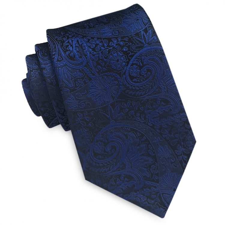 Black with Blue Paisley Mens Tie
