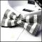 Mens Grey & White Zig Zag Stripes Bow Tie