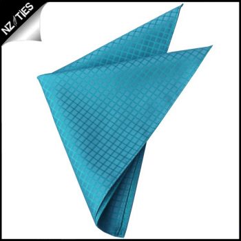 Turquoise With Grids Pocket Square