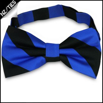 Blue & Black Stripes Mens Bow Tie